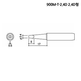 HAKKO Soldering Tips 900M-T-2.4D, Tip for the 900M/907 HAKKO Soldering Tips 900M-T-2.4D, Tip for the 900M/907